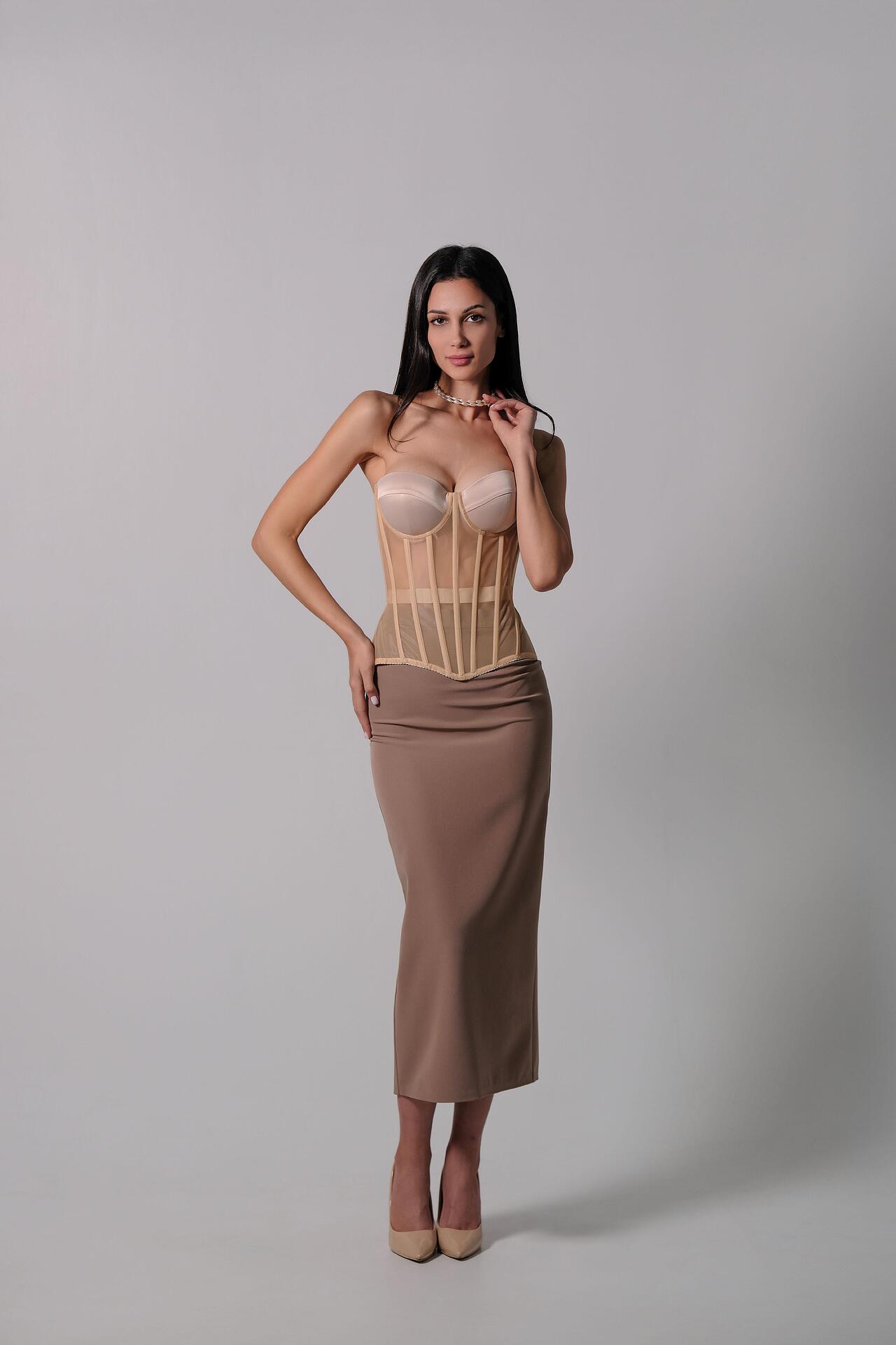 Pencil skirt in brown: Mocca 