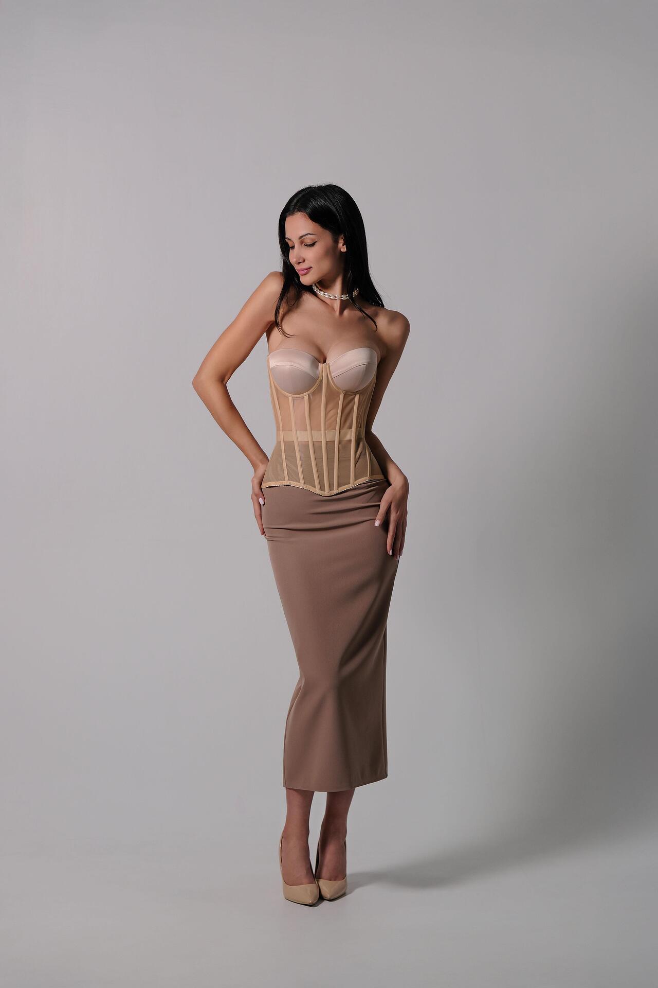 Pencil skirt in brown: Mocca 
