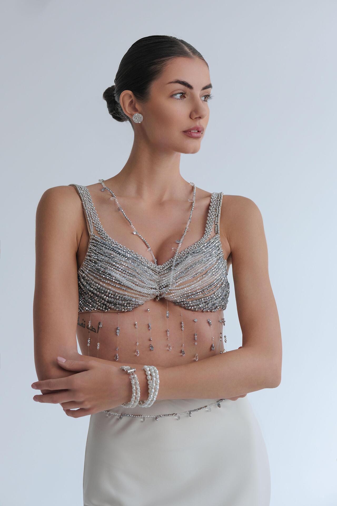 Handmade top with hanging crystals: Sheherezade
