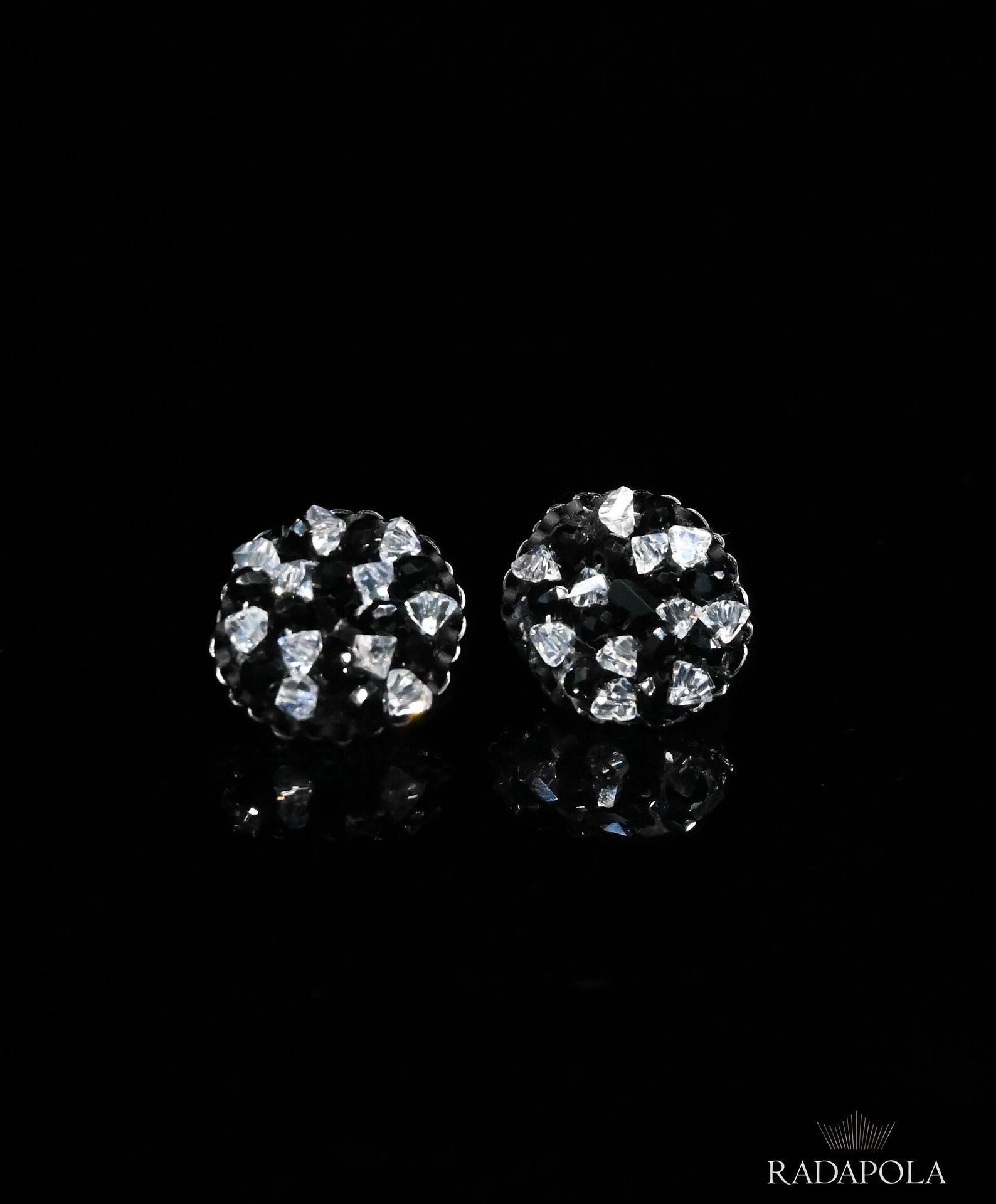 Hand-stitched earrings with crystals