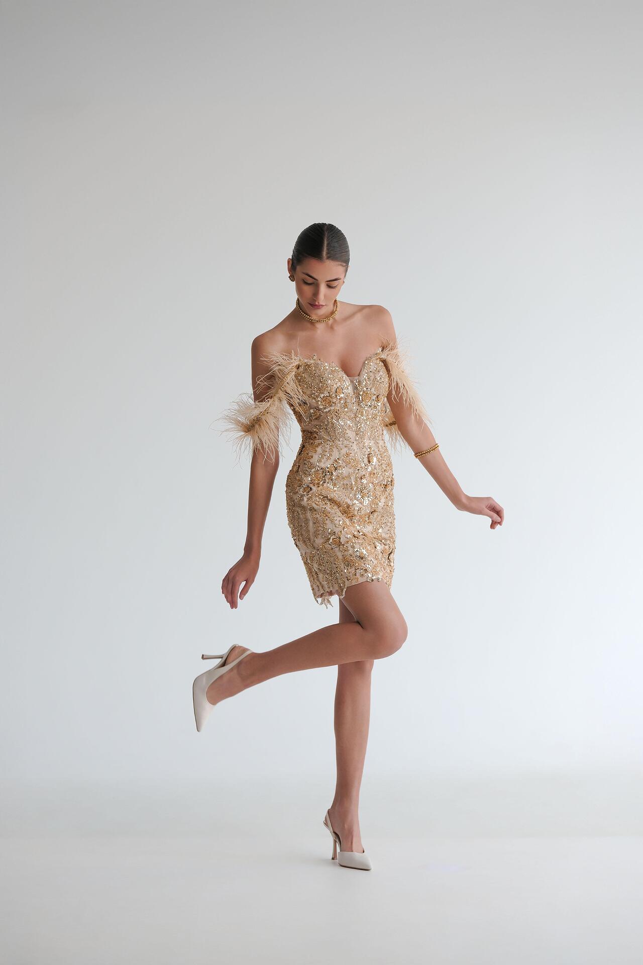 Handmade cocktail dress in gold: Fable