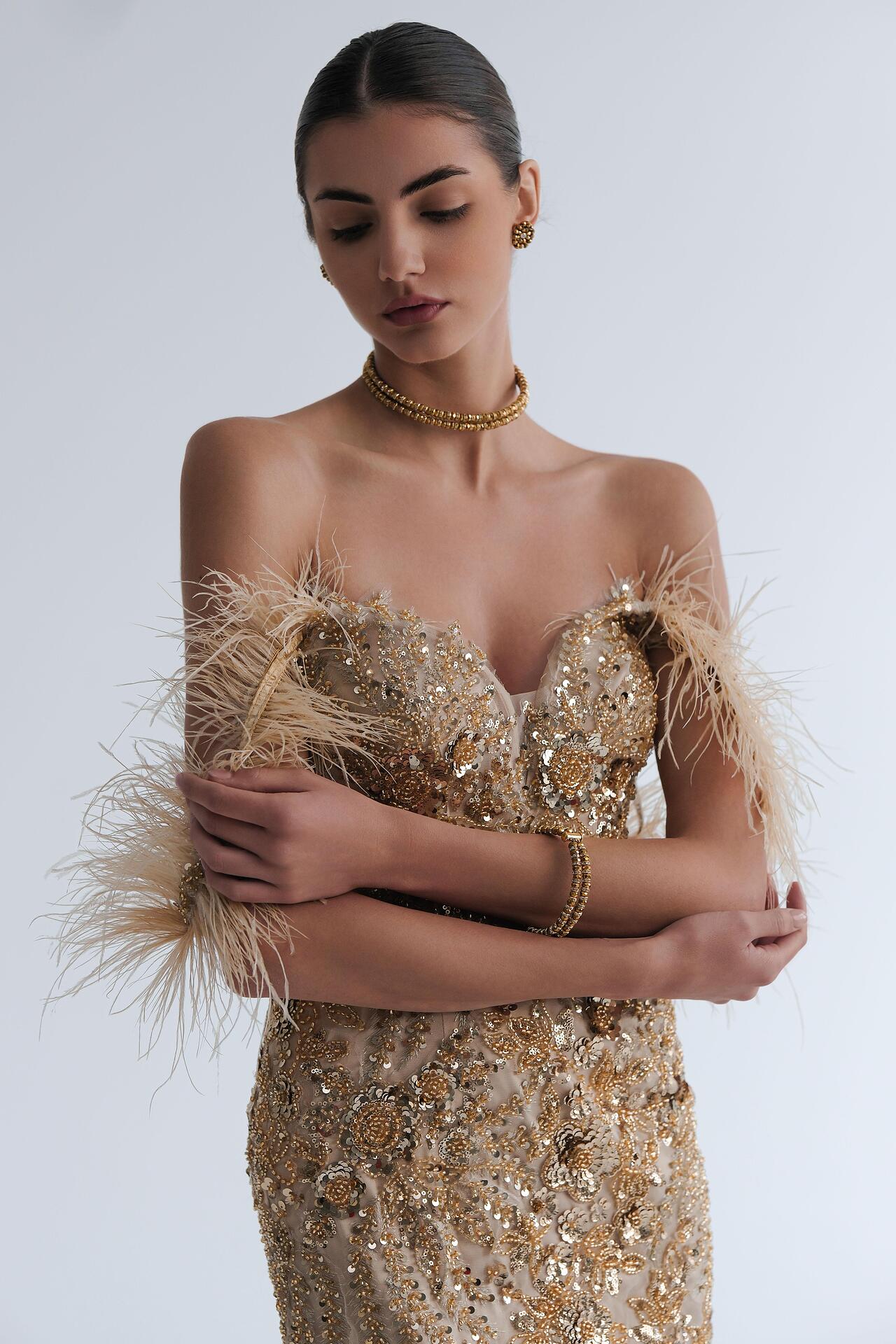 Handmade cocktail dress in gold: Fable
