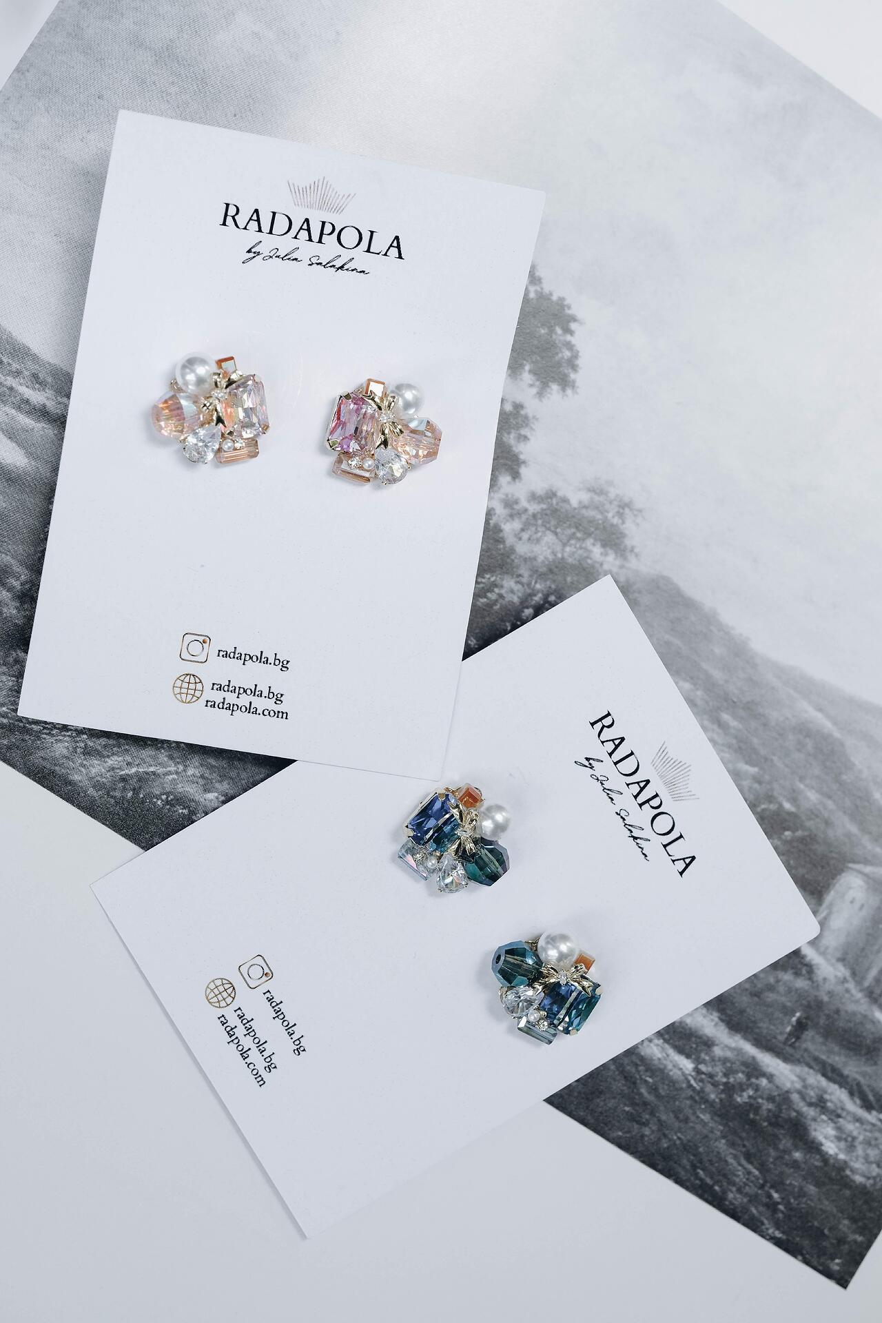 Multicolored earrings with crystals and pearls
