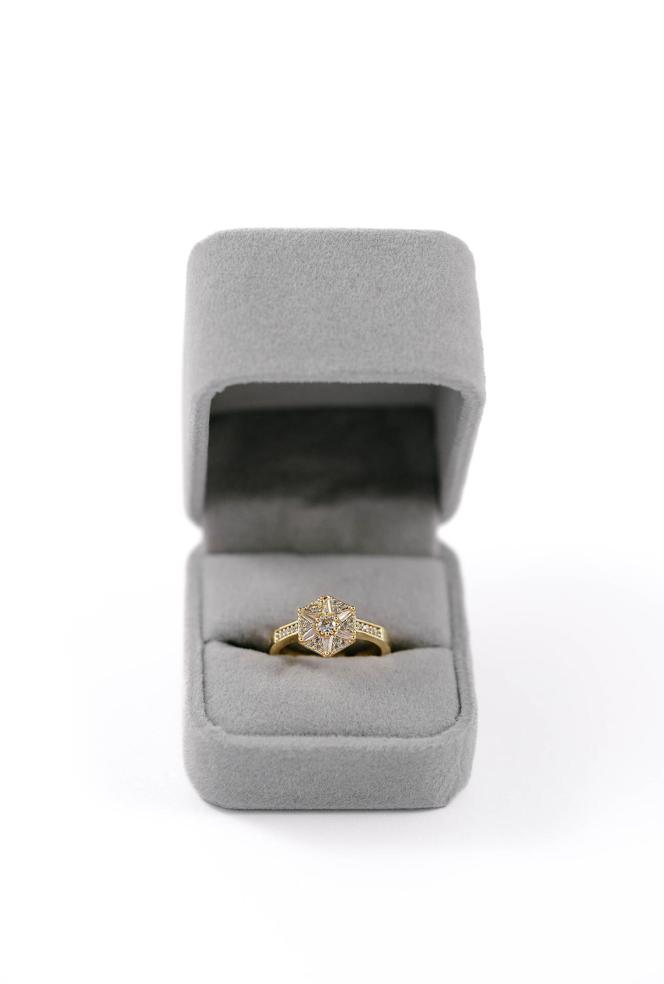 Silver ring with rectangular stone