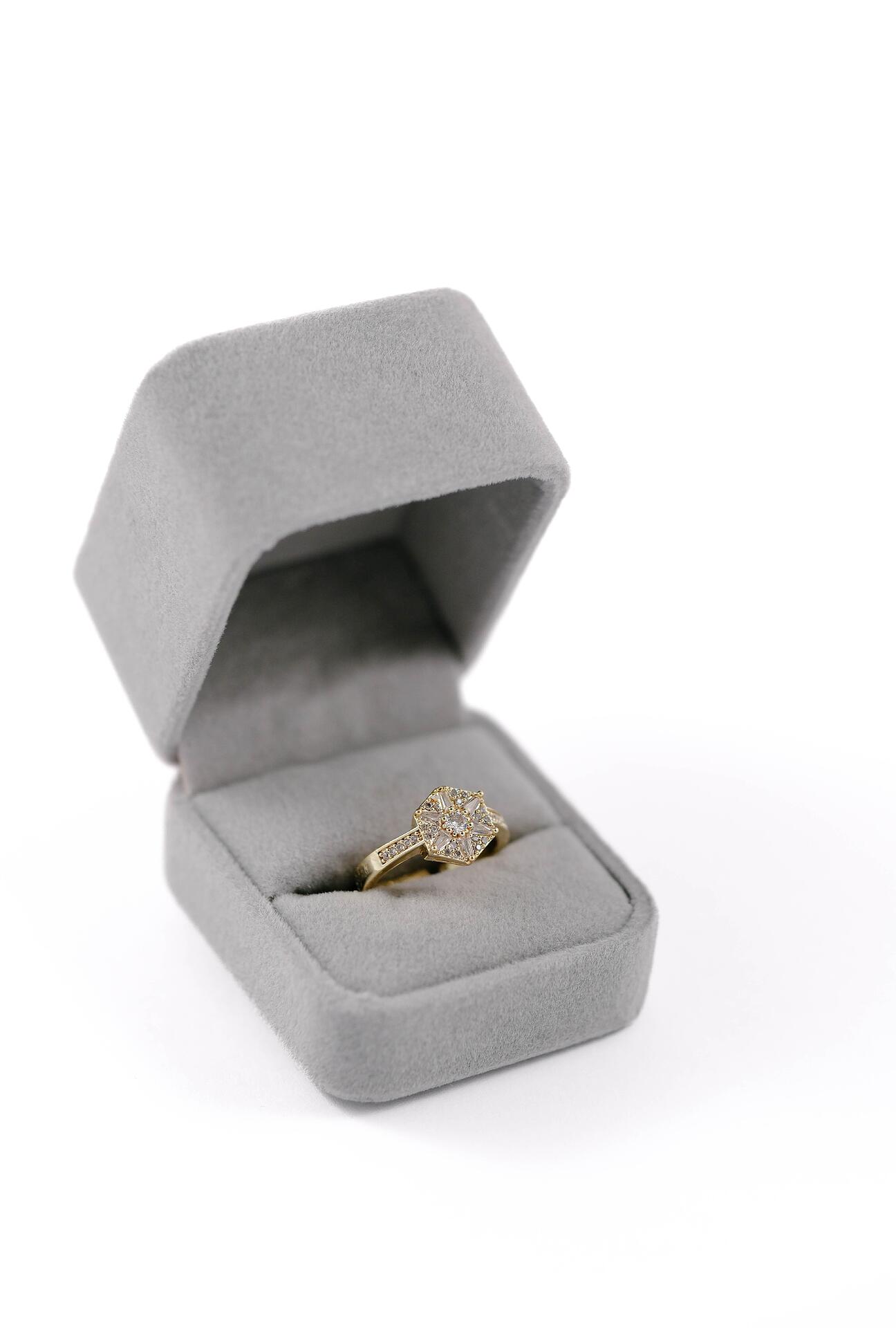 Silver ring with rectangular stone