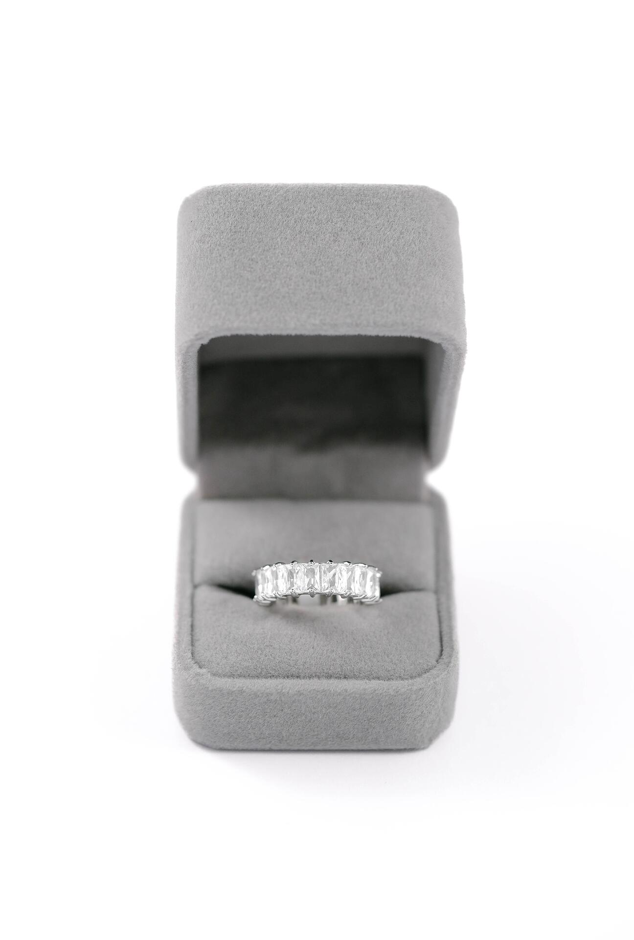 Silver hoop ring with clear stones
