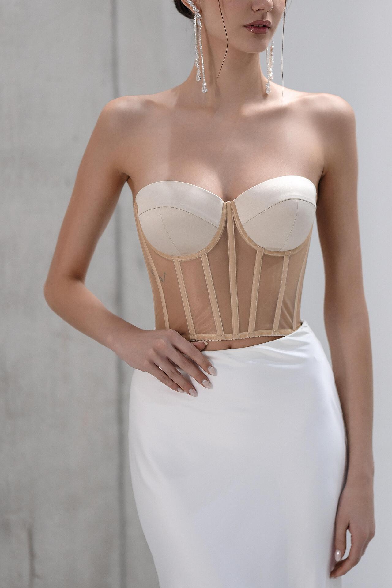 Nude sheer corset: Allira 
