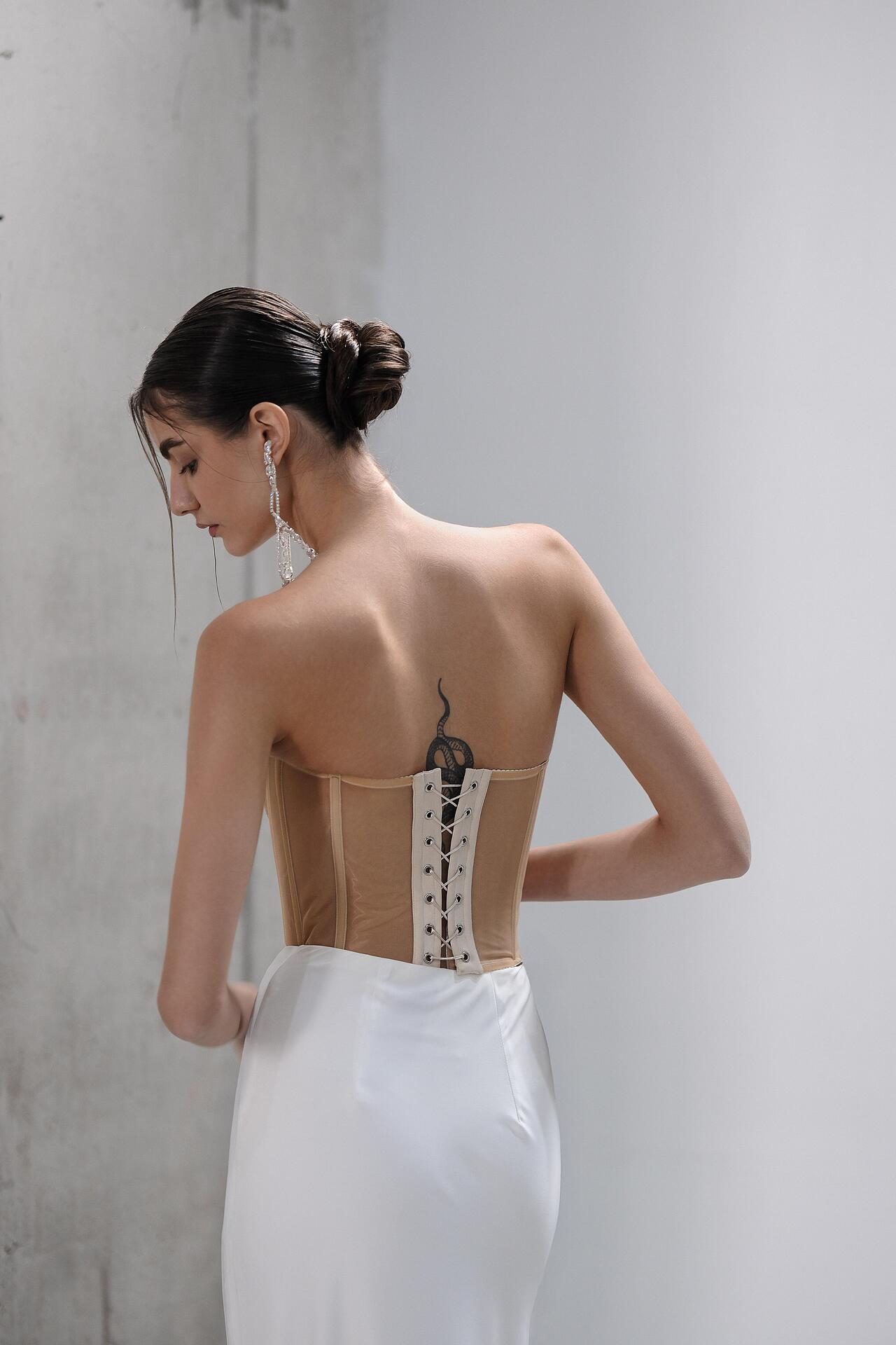 Nude sheer corset: Allira 