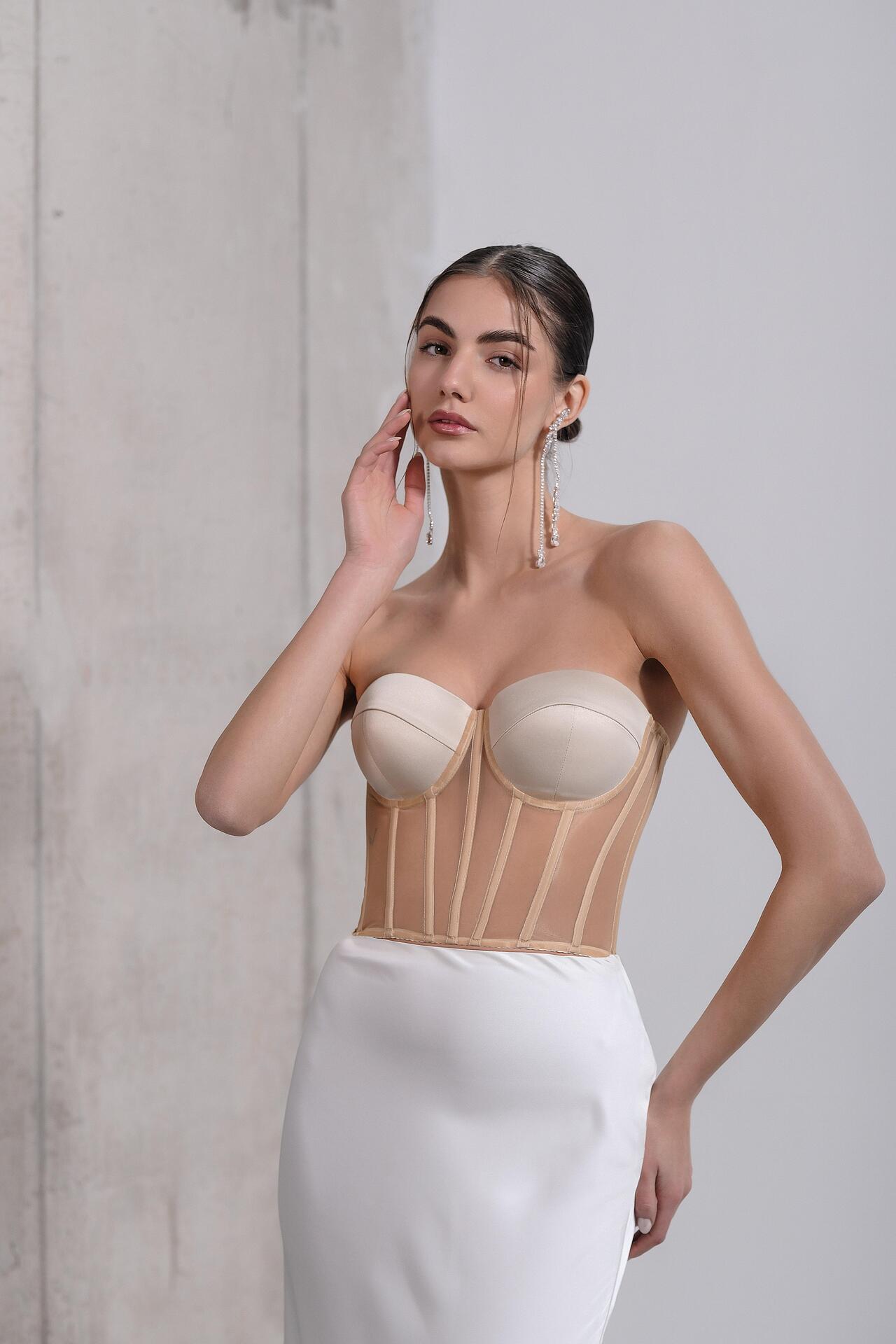 Nude sheer corset: Allira 