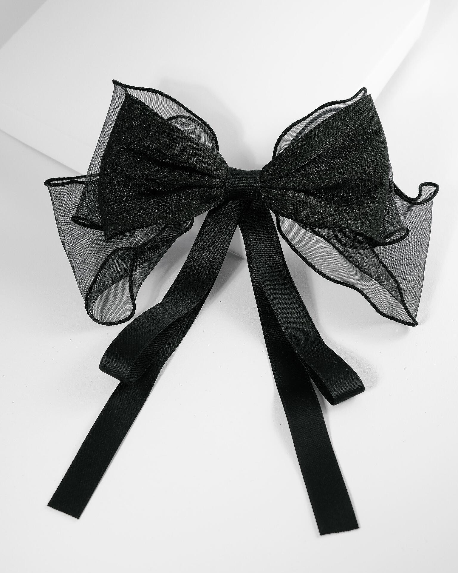 Three-layer black hair ribbon
