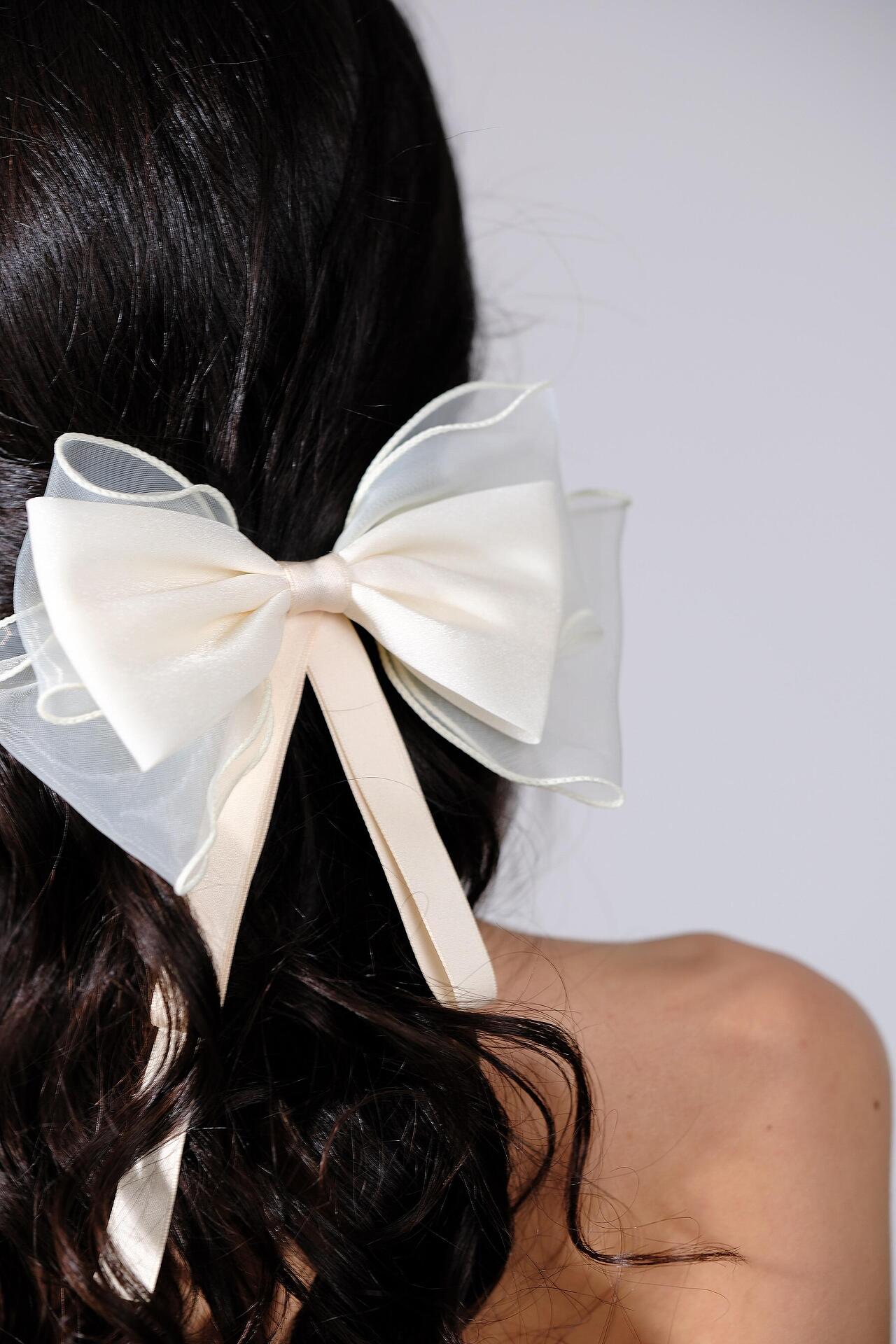 Three-layer milky hair ribbon