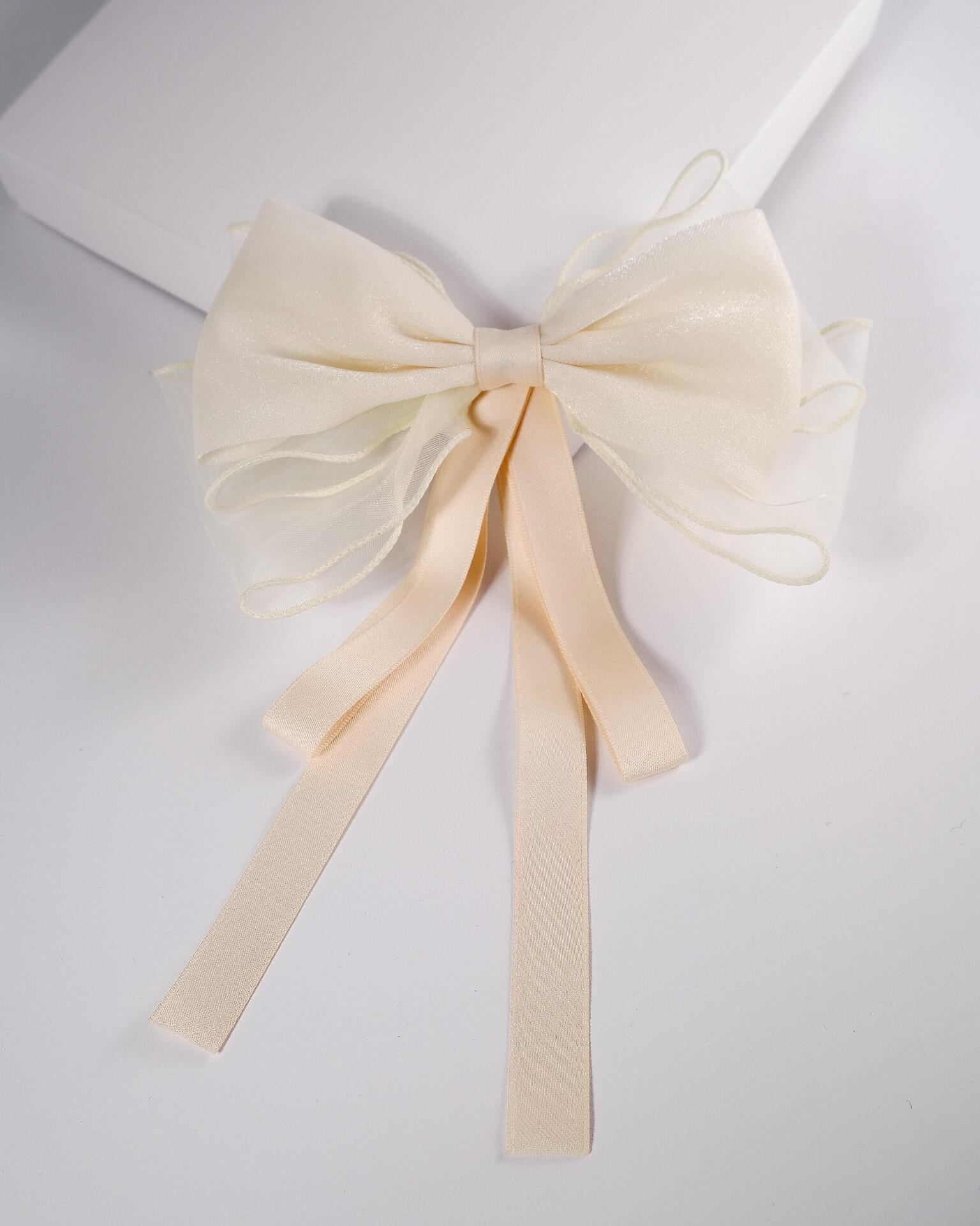 Three-layer milky hair ribbon
