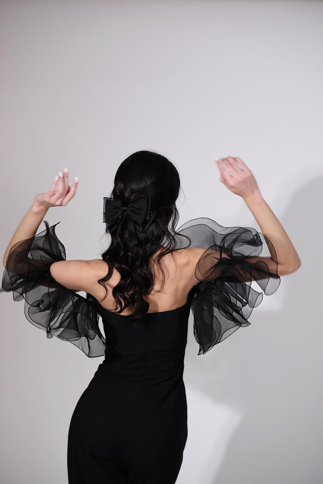 Three-layer black hair ribbon