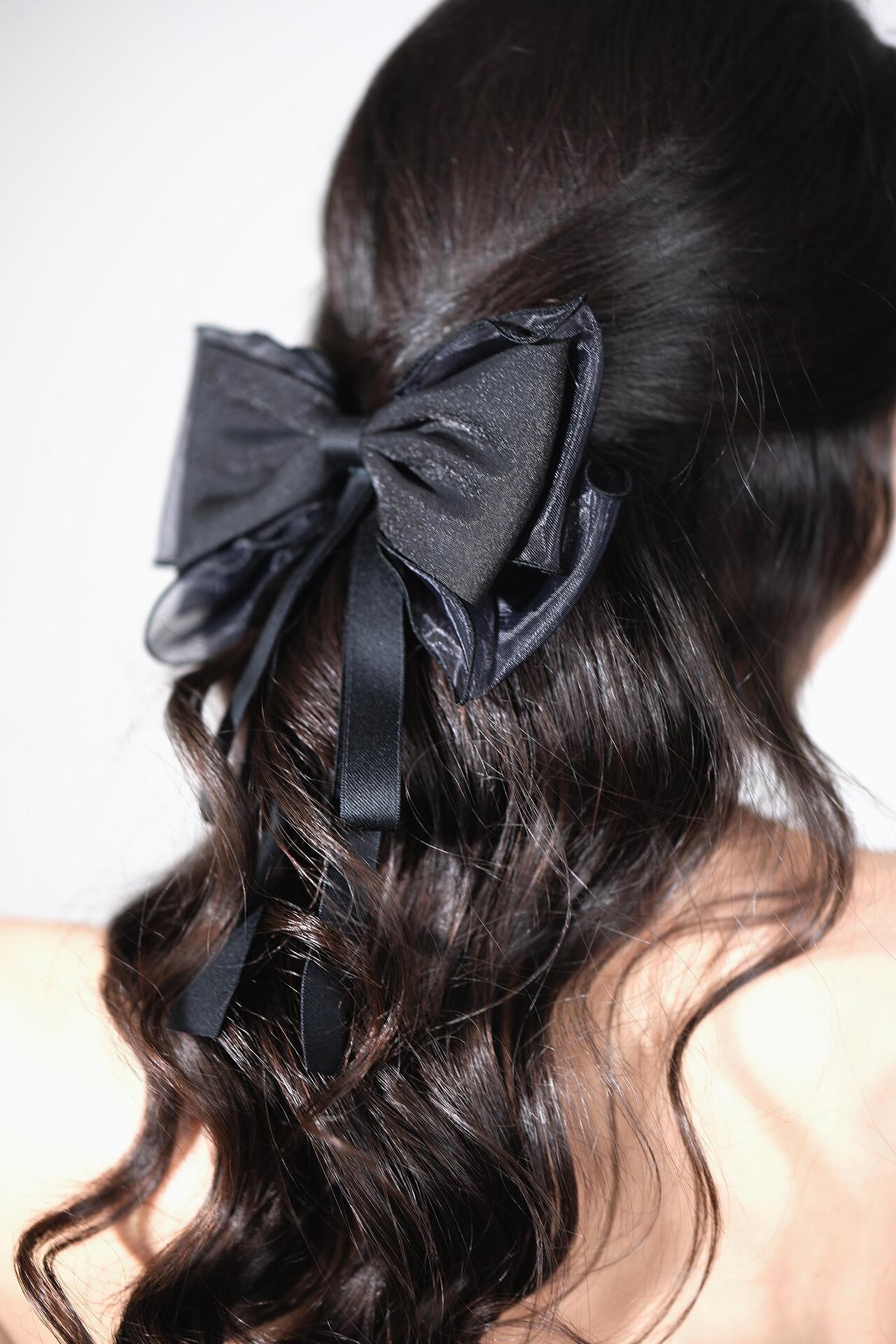 Three-layer black hair ribbon