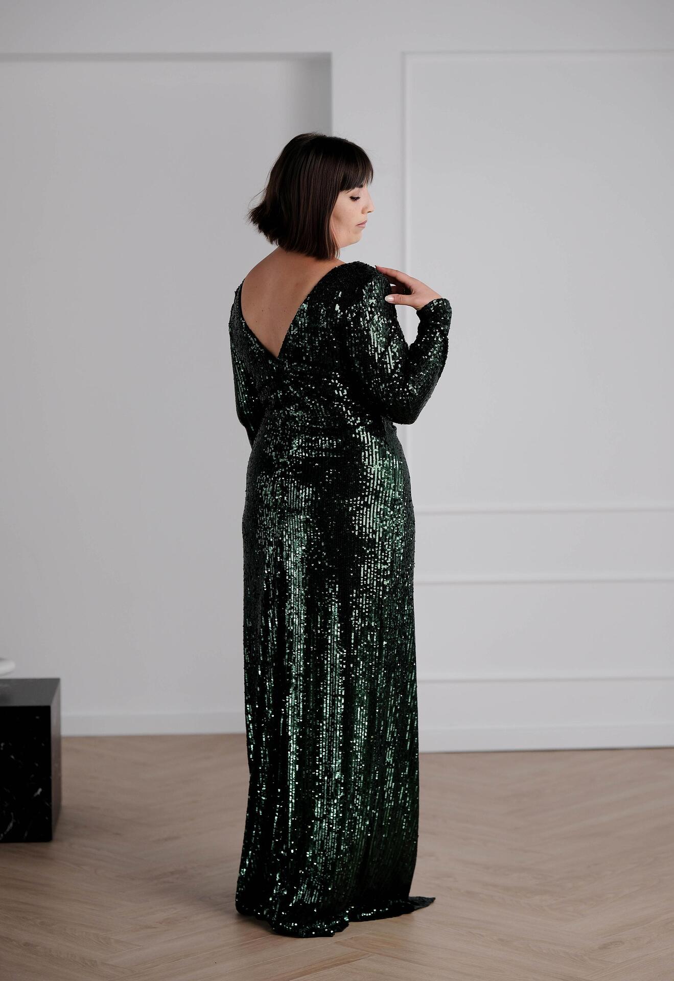 Evening dress in olive green: Lucia